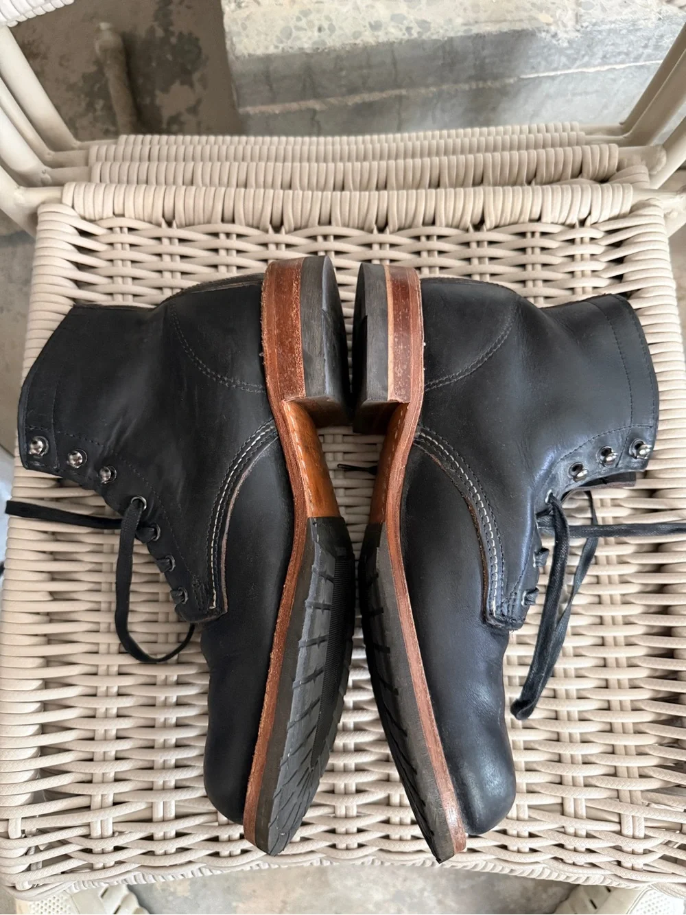 Wolverine 1000 Mile Black Leather Boots 9.5D